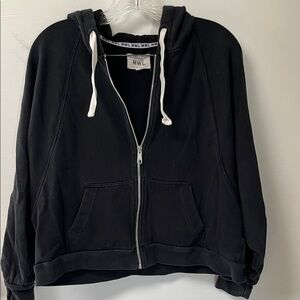 Cropped Black Zip-Up Hoodie